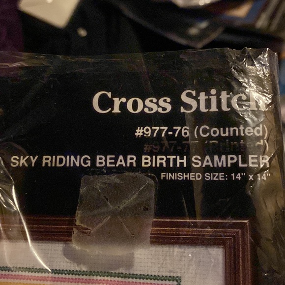 VTG new opened janlynn Crosstitch number 977–76 sky riding bear birth sampler - Picture 3 of 6
